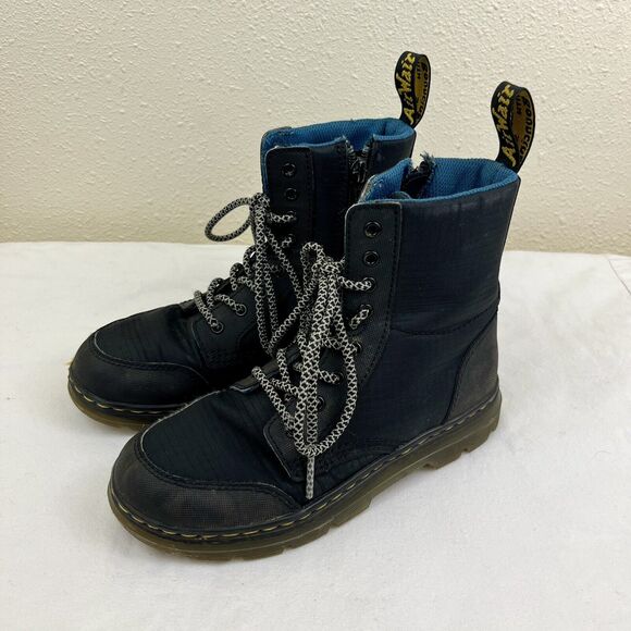 Dr. Martens Combs Zip Boots Black Ripstop/Ajax Unisex Kids Size 2 - Picture 1 of 8